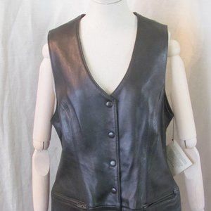 LNR Ladies Vintage Black Leather Vest Sz12